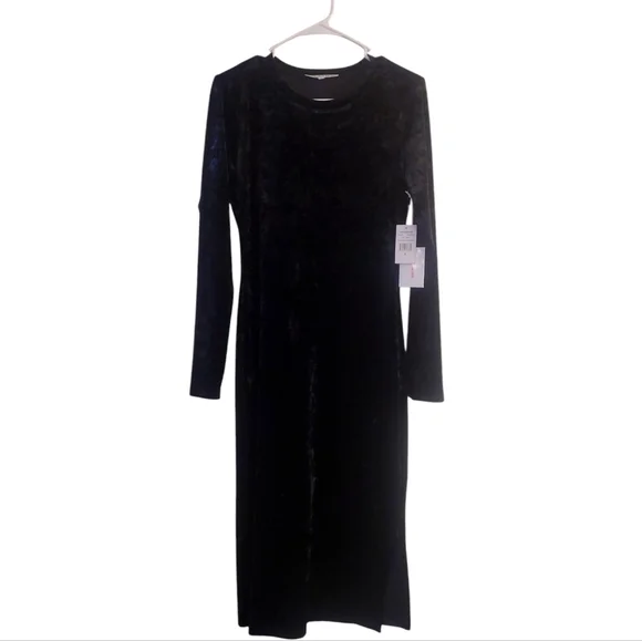 NWT Good American Side Slit Velvet Midi Dress - Picture 3 of 9